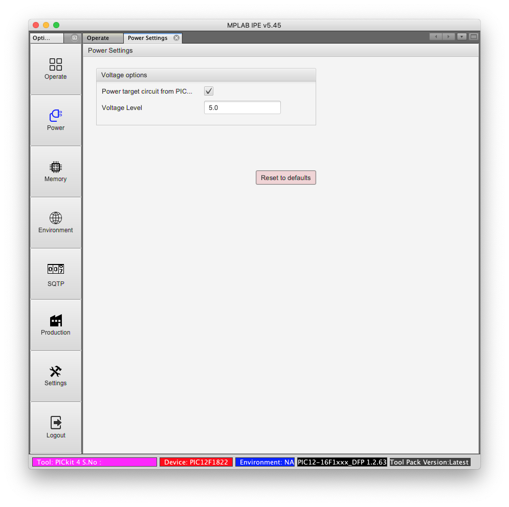 PICkit 4 Power Target MCU.